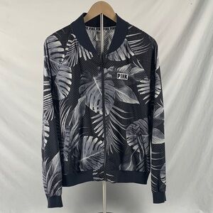 PINK Victoria's Secret Floral Tropical Palm Leaf Mesh Bomber Jacket Size L